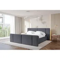 ALTDECOR Polsterbett mit Bettkasten - RIVO-Z - 200x200 - Dunkelgrau - Bett mit Kopfteil und Fußteil, Boxbett ohne Matratze, Doppelbett mit Stauraum
