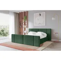 ALTDECOR Polsterbett mit Bettkasten - TEVO-Z - 180x200 - Grün - Bett mit Kopfteil und Fußteil, Boxbett ohne Matratze, Doppelbett mit Stauraum