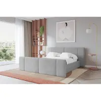 ALTDECOR Polsterbett mit Bettkasten - TEVO-Z - 160x200 - Grau - Bett mit Kopfteil und Fußteil, Boxbett ohne Matratze, Doppelbett mit Stauraum