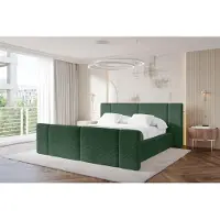 ALTDECOR Polsterbett mit Bettkasten - RIVO-Z - 140x200 - Grün - Bett mit Matratze H3/H4, Kopfteil und Fußteil, Boxbett, Doppelbett mit Stauraum