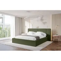 ALTDECOR Polsterbett mit Bettkasten - RIVO - 160x200 - Grün - Bett ohne Matratze, Doppelbett mit Stauraum und Latternrost, Boxbett mit Kopfteil