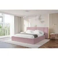 ALTDECOR Polsterbett mit Bettkasten - RIVO - 140x200 - Rosa - Bett ohne Matratze, Doppelbett mit Stauraum und Latternrost, Boxbett mit Kopfteil