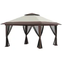 Novzep Faltpavillon, höhenverstellbar, 4 Netzwände, Lüftungsdach, Tragetasche, Schnellaufbau, 4 x 4 x 3 m, Beige