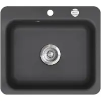 SYSTEMCERAM Flächenbündige Spüle JUNA 57 F in SCHIEFER mit Excenterbedienung / / Keramikspüle