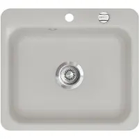 SYSTEMCERAM Flächenbündige Spüle JUNA 57 F in ALU mit Excenterbedienung / / Keramikspüle