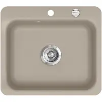 SYSTEMCERAM Flächenbündige Spüle JUNA 57 F in FANGO mit Excenterbedienung / / Keramikspüle