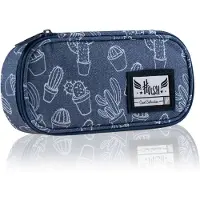 Sonstiges Federmäppchen Federtasche Federmappe Astra Hash, JEANS CACTUS Kaktusmuster Grau Blau
