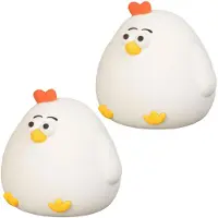 Fischer Leuchten 2x LED Kinderlampe PAULA, Silikon, Weiß, Nachtlicht, Huhn, H 11 cm