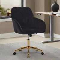Markenlos Ergonomischer Bürostuhl mit 11 cm starkem Sitzpolster – höhenverstellbarer und um 360° drehbarer Schreibtischstuhl mit atmungsaktiver Rückenlehne für Heimbüro und Arbeitszimmer, Schwarz
