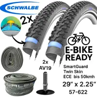 Schwalbe 2x Marathon Plus MTB Ebike SG 29x2,25" 57-622 Reifen + Schläuche AV19 Set