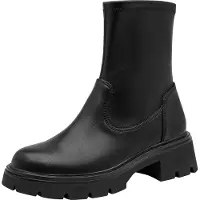 Tamaris Stiefelette , Damen, Gr. 38, Synthetik Textil, schwarz, Lederimitat, Schuhe Stiefelette, Blockabsatz, Boots mit dezenten Ziernähten