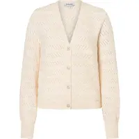 More & more kurze Ajour-Strickjacke, Zierknöpfe in powder cream | Gr.: 34