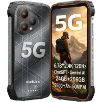 Blackview BL7000 Pro Orange Outdoor Smartphone 5G - 7500mAh Akku, 6.78" 120Hz Display, 24GB RAM 256GB ROM, 50MP + 20MP Nachtsicht Kamera, NFC