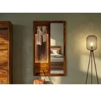 MASSIVMOEBEL24.DE Wandgarderobe Sheesham 88x18x148 walnuss gewachst TORONTO LUX #278
