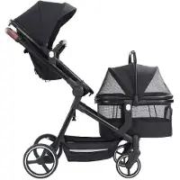 StarTech.com Baby- und Haustierbuggy - P601 - Dual-Modus - Zusammenklappbar - Für 1–2 Jahre - Tragfähigkeit 20 kg - Leinen - Schwarz