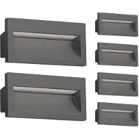 Ledscom.de 6x LED Wandeinbauleuchte NOLA, Downlight für außen, IP54, anthrazit matt, 140 x 70mm, warmweiß