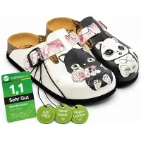 Goby Clogs Damen Hausschuhe – Handgefertigte Premium Pantoletten mit buntem Print, Imitationsleder, EVA-Sohle