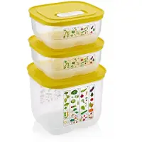 Vip Ahmet Frischhaltedosen-Set für Obst und Gemüse, 3-teilig, 2 x 0,8 L + 1 x 2 L, Belüftung, Gelb