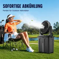 Slyrun Akku Sprühventilator 4 Stufen, 20000mAh, LED Licht & Fernbedienung, tragbarer Camping Ventilator für Outdoor & Notfälle