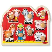Spin Master Melissa & Doug Bauernhoftiere Jumbo-Knopf-Puzzle aus Holz ab 1 Jahr