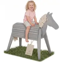 Roba Outdoorpferd aus Massivholz, grau lasiert, wetterfestes Holzpferd für den Garten, Voltigierpferd zum Reiten, Klettern und Turnen, nachhaltiges Holzspielgerät