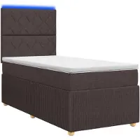 vidaXL LED Boxspringbett mit Matratze Dunkelbraun 80 x 200 cm Stoff