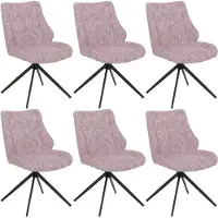 Mendler 6er-Set Esszimmerstuhl MCW-O48, Küchenstuhl, drehbar Auto-Return, Stoff/Textil Chenille (410g/m²) rosa