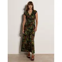 Apricot Smokkleid "Smockkleid mit tropischem Blattmuster" in weicher Ware