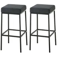 Décoshop26 - Set aus 2 Barhockern mit Fußstütze schlichtes Design 85 cm hoch in dunkelgrauem Stoff und schwarzem Metall 10_0004383