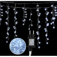 Izrielar 10M LED Eisregen Lichterkette Innen Lichtervorhang 400 LEDs Eiszapfen Weihnachtsbeleuchtung 8 Modi Weihnachtsdeko Party Garten Warmweiß