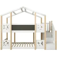 Merax Etagenbett 90x200cm Baumhaus Treppe Stauraum Weiß