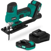 Vonroc Kabellose Stichsäge 20V – Ergonomischer Stabgriff | Inkl. 2× 2,0Ah Akku und Schnellladegerät