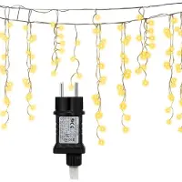 Jayseuw 10M LED Eisregen Lichterkette Innen Lichtervorhang 400 LEDs Eiszapfen Weihnachtsbeleuchtung 8 Modi Weihnachtsdeko Party Garten Warmweiß