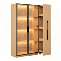 Merax Multifunktionsschrank 110,5x35x160cm LED Glasvitrine