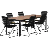 Ebuy24 Bois Gartenset Tisch 90x200 cm Natur 6 Stühle schwarz.