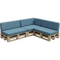 POOM Palettenkissen, Palletenpolster, Gartenkissen, PFBG (3X Set (120x80 + 120x35), Maritim)