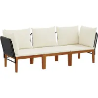 vidaXL 3 stk. Massives Akazienholz & Seil Natur