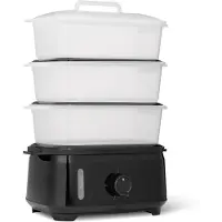 Amazon Basics A. Basics Elektrischer Dampfgarer zum Garen von Gemüse mit 3 Ebenen, BPA-frei, 9