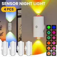 StarTech.com Nachtbeleuchtung - LED-Nachtlicht - 4er-Pack - Weiß - Bewegungssensor - Magnetisch - 8 Lichtmodi - USB