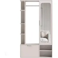 Idohome Garderobe mit Spiegel ELIOR rechts, Cashmere, moderner Flurschrank mit Stauraum, Kleiderstange und Ablagen
