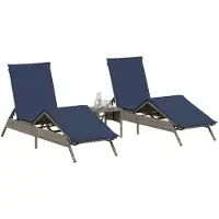 vidaXL Sonnenliegen 2 Stk. mit Tisch Grau Poly Rattan