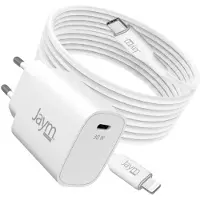 Jaym , Netzladegerät USB-C 30W PD / PPS mit USB-C auf Lightning MFi Kabel 2m, Weiß