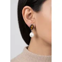 Purelei Tiger's Eye Pearl Perlenohrringe Silver Größe: OS | Ohrringe Outlet | Damen | Weiß