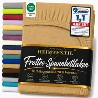 EXKLUSIV HEIMTEXTIL Frottee Spannbettlaken 140 - 160 x 200 cm Sand 80% Baumwolle 20% Polyester Öko - Tex Zertifiziert Bed-Sheet Bettlaken Spannbetttu
