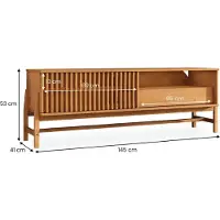 Idimex ADAMO Lowboard 145 cm aus Massivholz, Eiche Finish - TV Lowboard mit Lamellen-Schiebetür, Wohnzimmermöbel mit Stauraum, Wohnzimmer Sideboard, TV Schrank mit Schublade und offenes Fach