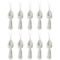 ISTOVO 10X Boho Makramee Luft Anlage KleiderbüGel Tillandsia HäNgender Korb Seil Halter Blume Hause Dekor (13CM)