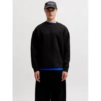 Jack & Jones Herren Sweatshirt JJEBARRON SWEAT CREW NECK - Relaxed Fit - 12300864 Black - S