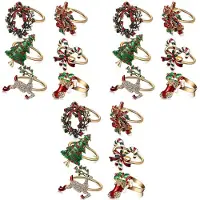 ISTOVO 18Pcs Weihnachts Serviettenringe Weihnachten Serviettenhalter Ringe Kranz für Holiday Party Dinner Tischdekoration