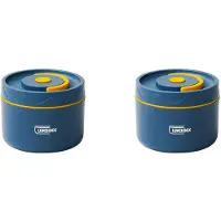 ISTOVO 2X Lebensmittel-WäRme-LunchbehäLter, Edelstahl-Thermo-LunchbehäLter, Tragbarer Thermo-Bento-Box-LebensmittelbehäLter, Blau C