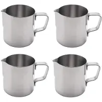 ISTOVO 4X Milchkännchen Milk Pitcher Edelstahl Milch Schalen für Milchaufschäumer Kaffee Latte Milch Aufschäumen Krug Latte Art (200Ml)